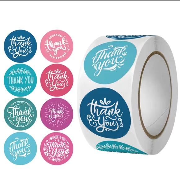 ⭐️ 3 for $22- 500 ct. 1” Colorful Thank you stickers / labels NEW - Picture 1 of 10